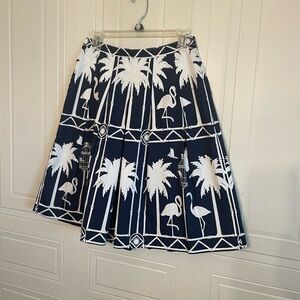 Talbots Blue and White A-Line Midi Skirt Resort Wear